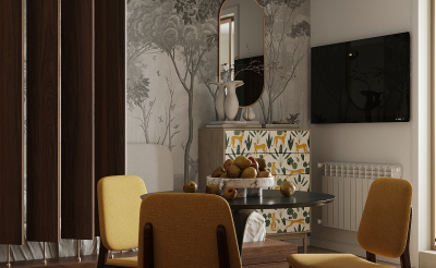 Лес на стене: как бесшовное панно стало сердцем интерьера арендной квартиры