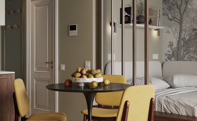 Лес на стене: как бесшовное панно стало сердцем интерьера арендной квартиры