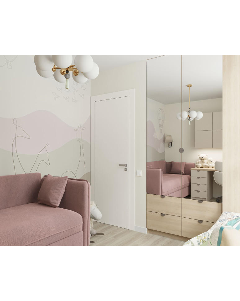 Детская в пастельных тонах (бесшовное панно Citydecor в интерьере)