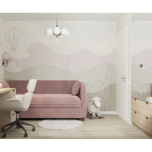 Детская в пастельных тонах (бесшовное панно Citydecor в интерьере)
