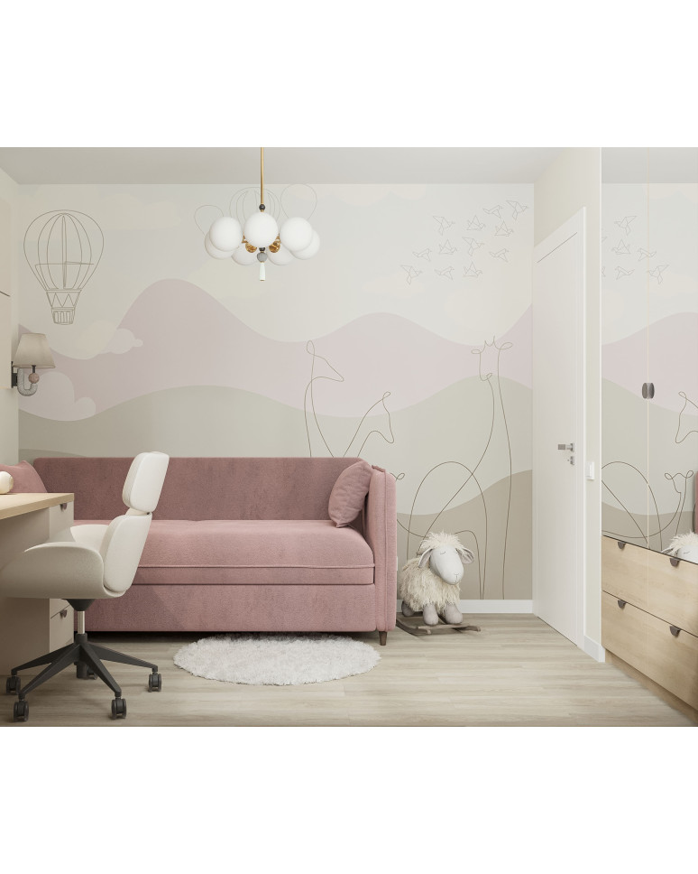 Детская в пастельных тонах (бесшовное панно Citydecor в интерьере)