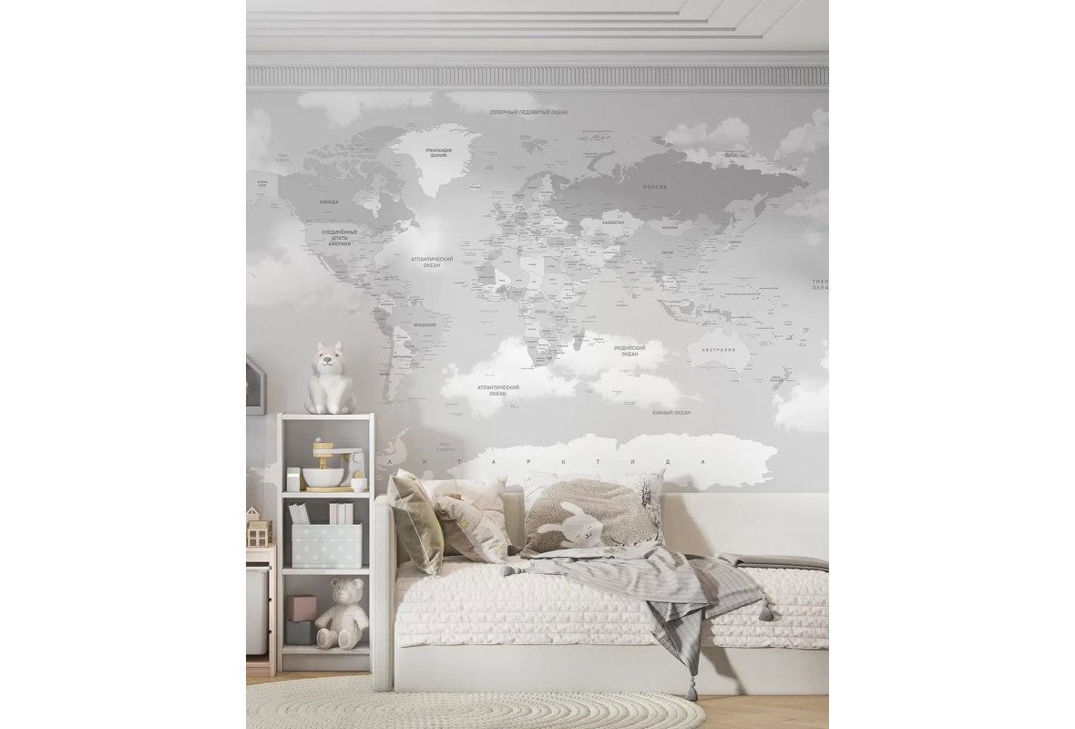 Подбираем однотонные обои - компаньоны к картам мира Citydecor