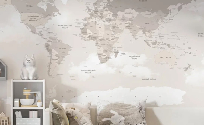 Подбираем однотонные обои - компаньоны к картам мира Citydecor