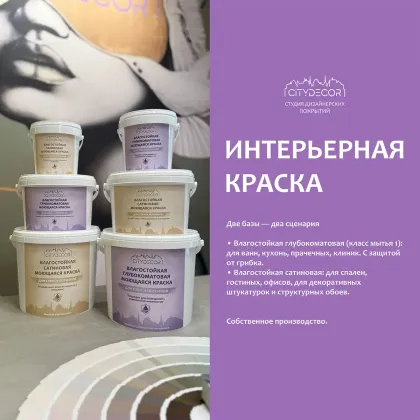 Краска Citydecor сатиновая для стен и потолков, оттенок AC6-D (антрацитовый)