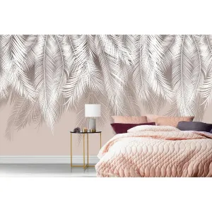 Фотообои на заказ по индивидуальному размеру Citydecor Пальмовые листья (пудровый) 12