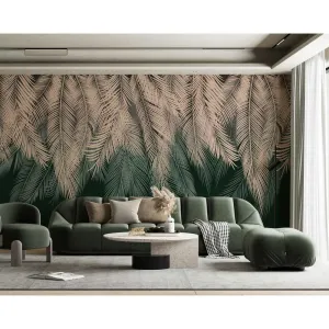 Фотообои на заказ по индивидуальному размеру Citydecor Пальмовые листья с оттенком (бежевый-зеленый) 25
