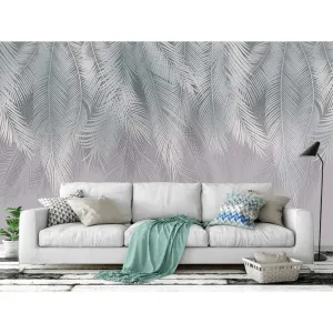 Фотообои на заказ по индивидуальному размеру Citydecor Пальмовые листья с оттенком (бирюза-серый) 26