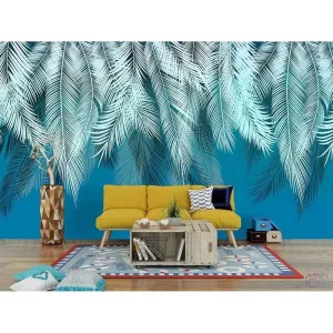 Фотообои на заказ по индивидуальному размеру Citydecor Пальмовые листья (лазурный) 40
