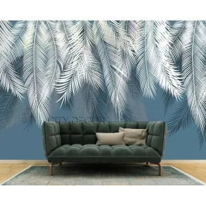 Фотообои на заказ по индивидуальному размеру Citydecor Пальмовые листья (глубокий синий) 45