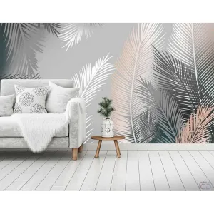 Фотообои на заказ по индивидуальному размеру Citydecor Пальмовые листья (серый-бежевый) 57