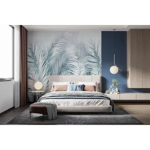 Фотообои на заказ по индивидуальному размеру Citydecor Пальмовые листья AIR (синий) 75