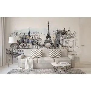 Фотообои на заказ по индивидуальному размеру Citydecor Акварельный Париж