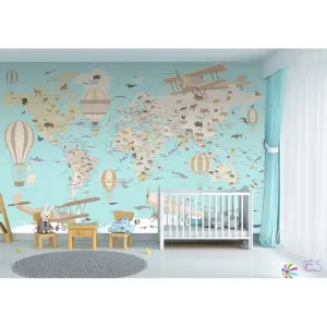 Фотообои на заказ по индивидуальному размеру Citydecor Детская (карта мира) 150