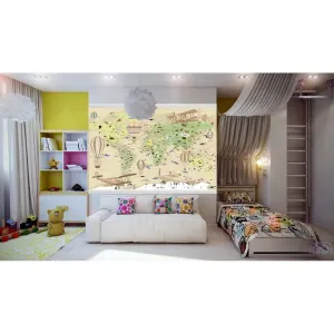 Фотообои на заказ по индивидуальному размеру Citydecor Детская (карта мира) 152
