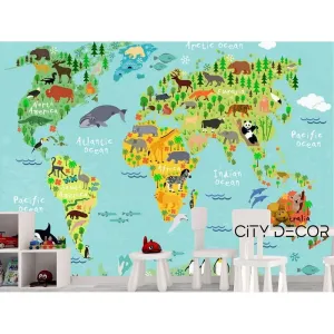 Фотообои на заказ по индивидуальному размеру Citydecor Детская (карта мира) 16