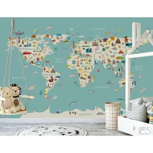Фотообои на заказ по индивидуальному размеру Citydecor Детская (карта мира) 171