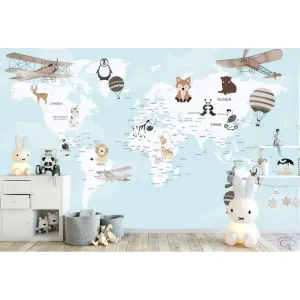 Фотообои на заказ по индивидуальному размеру Citydecor Детская (карта мира) 178