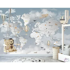 Фотообои на заказ по индивидуальному размеру Citydecor Детская (карта мира) 199
