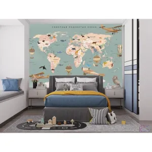 Фотообои на заказ по индивидуальному размеру Citydecor Детская (карта мира) 203