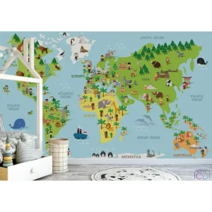 Фотообои на заказ по индивидуальному размеру Citydecor Детская (карта мира) 292