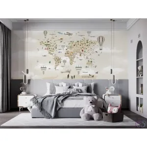 Фотообои на заказ по индивидуальному размеру Citydecor Детская (карта мира) 301