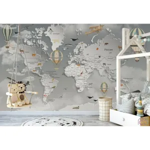 Фотообои на заказ по индивидуальному размеру Citydecor Карта мира на русском 7