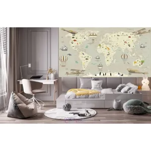 Фотообои на заказ по индивидуальному размеру Citydecor Детская (карта мира) 326