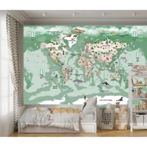 Фотообои на заказ по индивидуальному размеру Citydecor Детская (карта мира) 338