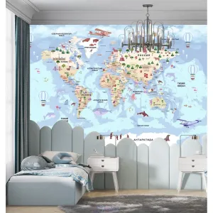 Фотообои на заказ по индивидуальному размеру Citydecor Детская (карта мира) 339