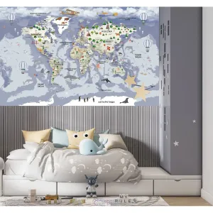 Фотообои на заказ по индивидуальному размеру Citydecor Детская (карта мира) 340
