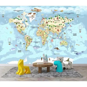 Фотообои на заказ по индивидуальному размеру Citydecor Детская (карта мира) 343