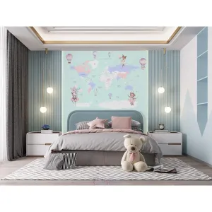 Дизайнерские фотообои по индивидуальному размеру Citydecor Детская (карта мира Балерины) 420