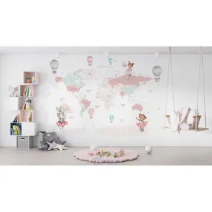 Дизайнерские фотообои по индивидуальному размеру Citydecor Детская (карта мира Балерины) 421