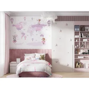 Дизайнерские фотообои по индивидуальному размеру Citydecor Детская (карта мира Балерины) 423