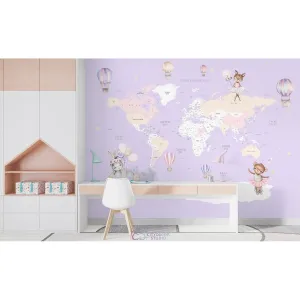 Дизайнерские фотообои по индивидуальному размеру Citydecor Детская (карта мира Балерины) 424