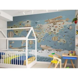 Фотообои на заказ по индивидуальному размеру Citydecor Детская (карта мира) 61