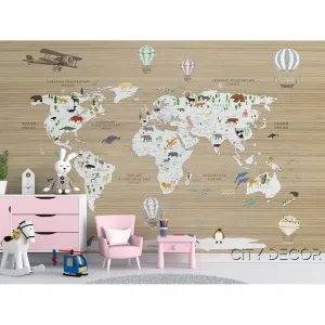 Фотообои на заказ по индивидуальному размеру Citydecor Детская (карта мира) 65