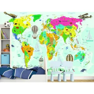 Фотообои на заказ по индивидуальному размеру Citydecor Детская (карта мира) 67