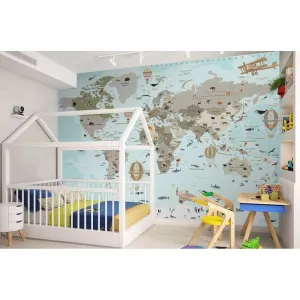 Фотообои на заказ по индивидуальному размеру Citydecor Карта мира на русском 3