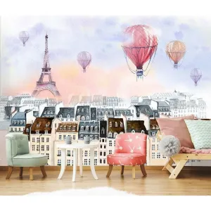 Фотообои на заказ по индивидуальному размеру Citydecor Акварельный Париж 2