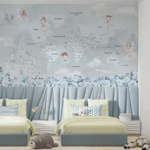 Фотообои на заказ по индивидуальному размеру Citydecor Детская (карта мира) Феи 489
