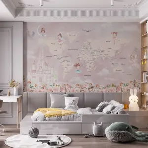 Фотообои на заказ по индивидуальному размеру Citydecor Детская (карта мира) Феи 490