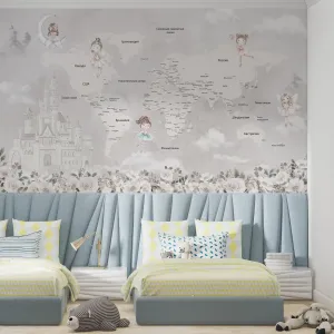 Фотообои на заказ по индивидуальному размеру Citydecor Детская (карта мира) Феи 491
