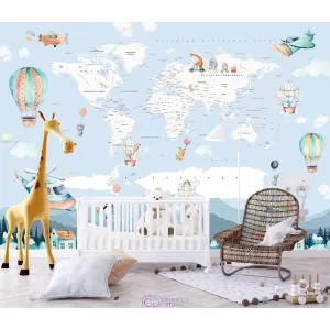 Дизайнерские фотообои по индивидуальному размеру Citydecor Карта мира акварель 1