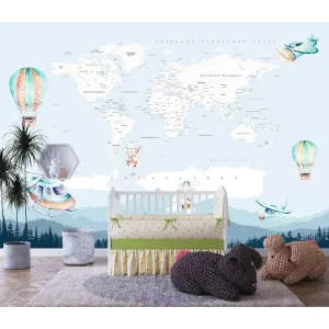 Дизайнерские фотообои по индивидуальному размеру Citydecor Карта мира акварель 2