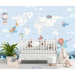 Дизайнерские фотообои по индивидуальному размеру Citydecor Карта мира акварель 3