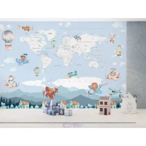 Дизайнерские фотообои по индивидуальному размеру Citydecor Карта мира акварель 4