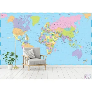 Фотообои на заказ по индивидуальному размеру Citydecor Карта мира 15