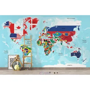 Фотообои на заказ по индивидуальному размеру Citydecor Карта мира на английском 19