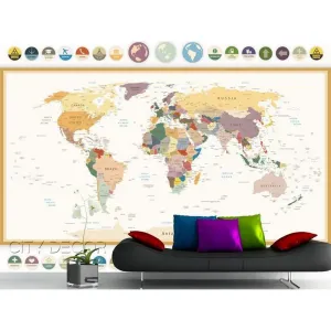 Фотообои на заказ по индивидуальному размеру Citydecor Карта мира 3